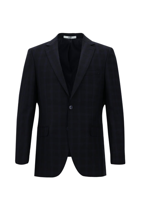 Orta Lacivert 6 Drop Regular Fit Standart Kesim Ekose Takım Elbise