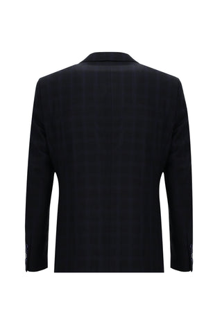  Orta Lacivert Regular Fit Ekose Takım Elbise