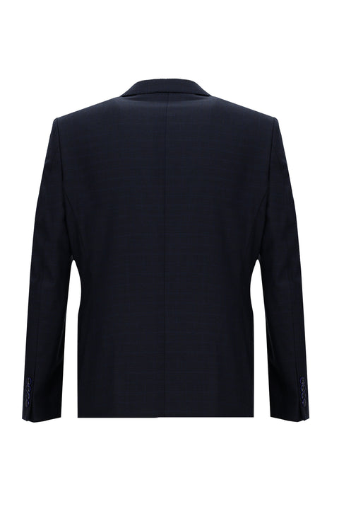 Koyu Lacivert 6 Drop Regular Fit Standart Kesim Ekose Takım Elbise