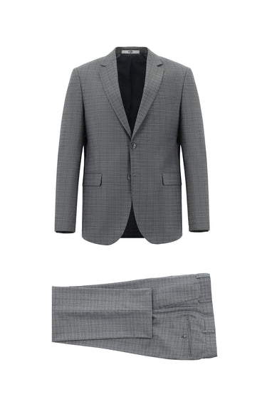 Açık Füme Slim Fit Dar Kesim Desenli Takım Elbise