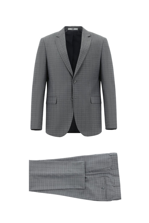 Açık Füme 7 Drop Slim Fit Dar Kesim Desenli Takım Elbise