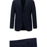 Koyu Lacivert Slim Fit Dar Kesim Desenli Takım Elbise