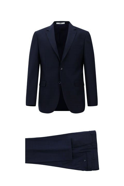 Koyu Lacivert 7 Drop Slim Fit Dar Kesim Desenli Takım Elbise