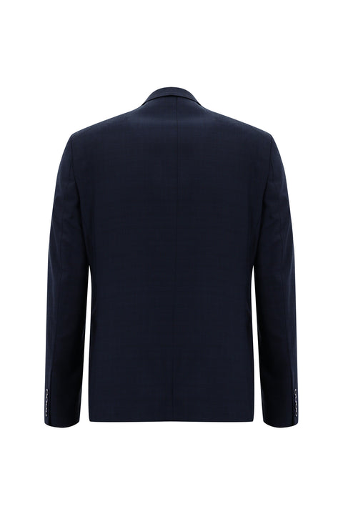 Koyu Lacivert 7 Drop Slim Fit Dar Kesim Desenli Takım Elbise