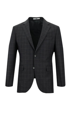  Koyu Füme Slim Fit Dar Kesim Ekose Takım Elbise