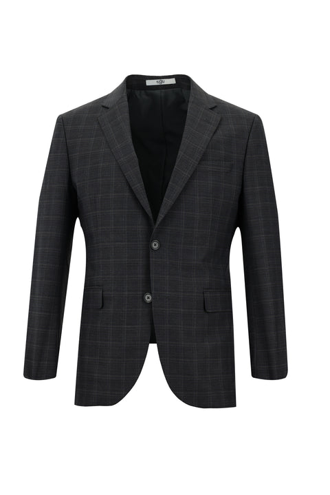 Koyu Füme 7 Drop Slim Fit Dar Kesim Ekose Takım Elbise