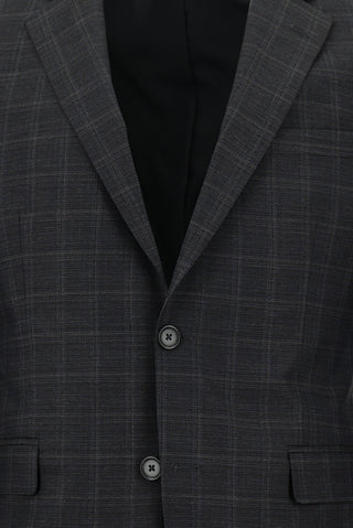  Koyu Füme Slim Fit Dar Kesim Ekose Takım Elbise