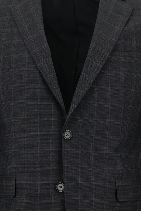 Koyu Füme 7 Drop Slim Fit Dar Kesim Ekose Takım Elbise