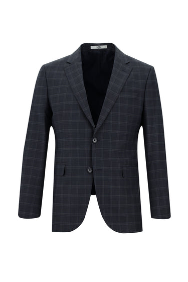 Açık Lacivert Slim Fit Dar Kesim Ekose Takım Elbise