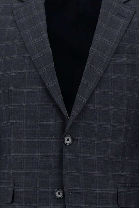 Açık Lacivert 7 Drop Slim Fit Dar Kesim Ekose Takım Elbise