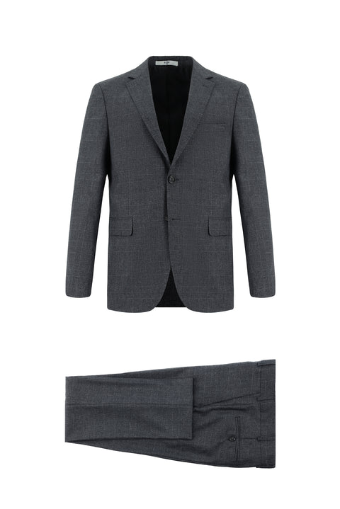 Dark Gray 7 Drop Slim Fit Plaid Suit