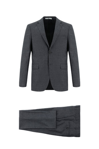  Koyu Füme 7 Drop Slim Fit Dar Kesim Ekose Takım Elbise
