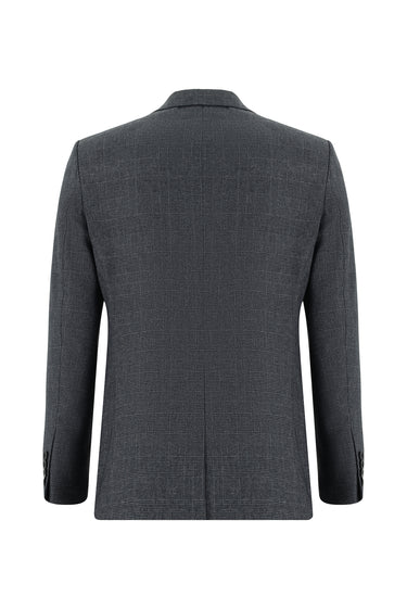  Koyu Füme Slim Fit Dar Kesim Klasik Ekose Takım Elbise