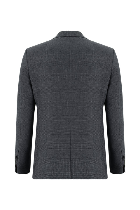 Koyu Füme 6 Drop Regular Fit Standart Kesim Ekose Takım Elbise