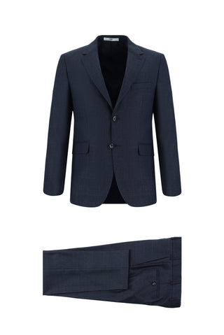  Koyu Lacivert 6 Drop Regular Fit Standart Kesim Ekose Takım Elbise
