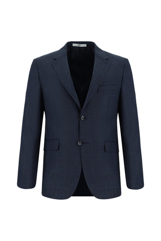  Koyu Lacivert Slim Fit Dar Kesim Klasik Ekose Takım Elbise