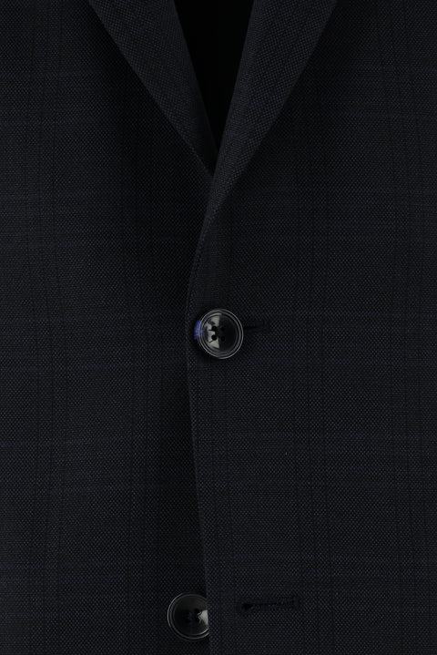 Koyu Lacivert 4 Drop Relaxed Fit Rahat Kesim Ekose Takım Elbise