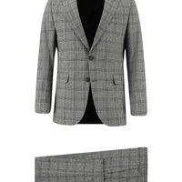Orta Gri Relaxed Fit Rahat Kesim Klasik Ekose Takım Elbise