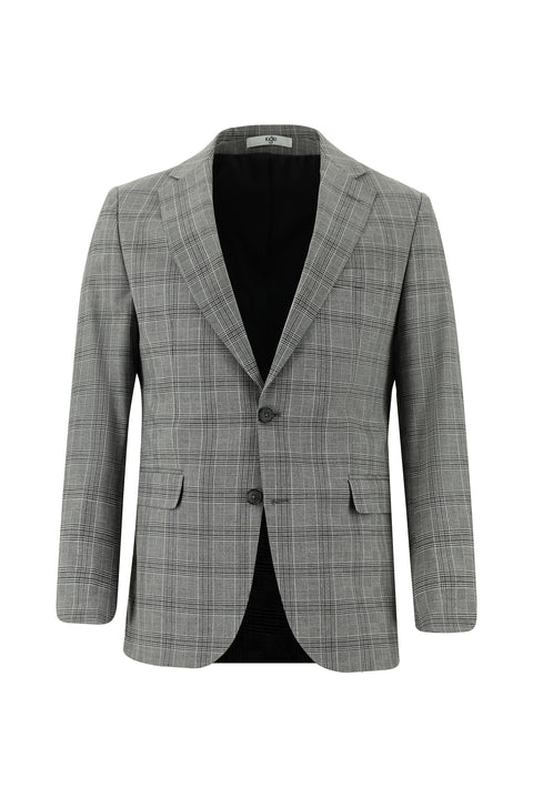 Orta Gri 4 Drop Relaxed Fit Rahat Kesim Ekose Takım Elbise