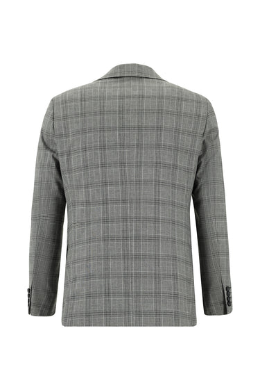 Orta Gri Regular Fit Klasik Ekose Takım Elbise