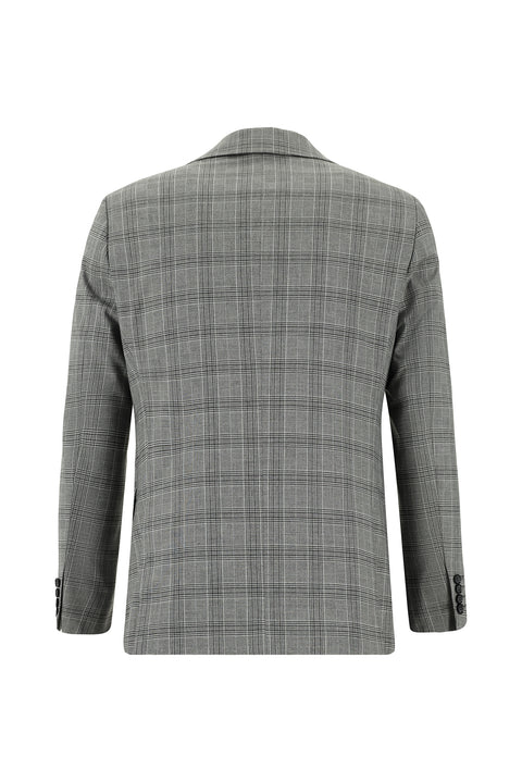 Orta Gri 6 Drop Regular Fit Standart Kesim Ekose Takım Elbise