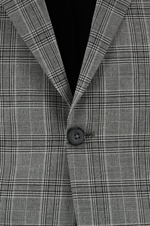 Orta Gri 4 Drop Relaxed Fit Rahat Kesim Ekose Takım Elbise