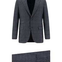 Açık Lacivert Relaxed Fit Rahat Kesim Klasik Ekose Takım Elbise