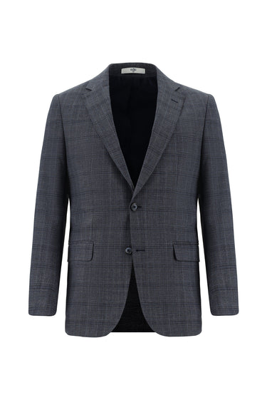  Açık Lacivert Regular Fit Klasik Ekose Takım Elbise