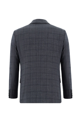  Açık Lacivert Regular Fit Klasik Ekose Takım Elbise