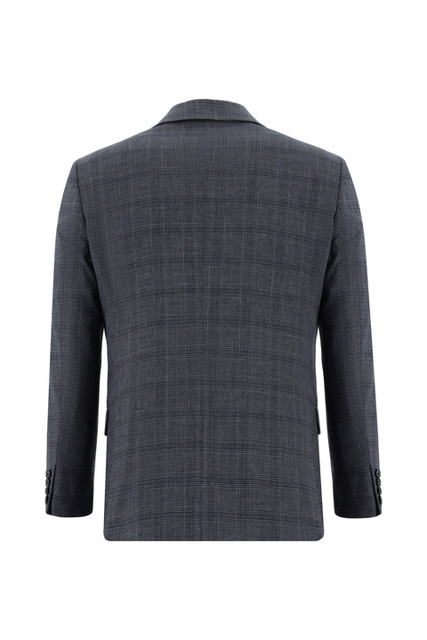 Açık Lacivert 6 Drop Regular Fit Standart Kesim Ekose Takım Elbise