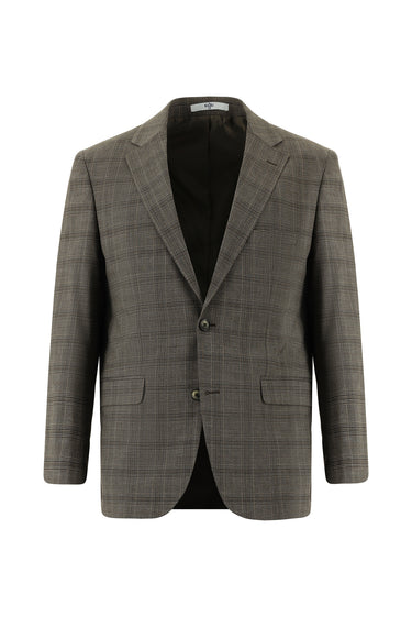 Orta Kahve Relaxed Fit Rahat Kesim Klasik Ekose Takım Elbise