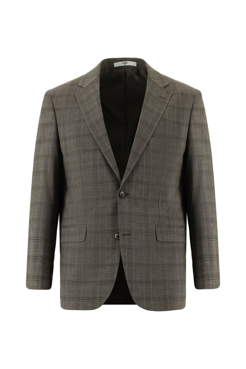 Orta Kahve 4 Drop Relaxed Fit Rahat Kesim Ekose Takım Elbise