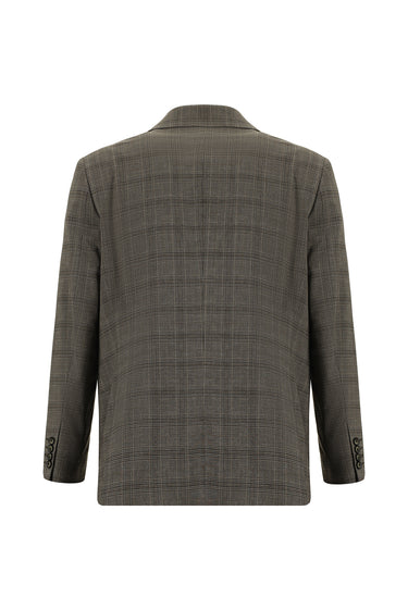 Orta Kahve Relaxed Fit Rahat Kesim Klasik Ekose Takım Elbise