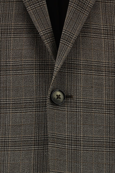 Orta Kahve Relaxed Fit Rahat Kesim Klasik Ekose Takım Elbise