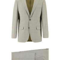 Açık Bej 6 Drop Regular Fit Standart Kesim Ekose Takım Elbise