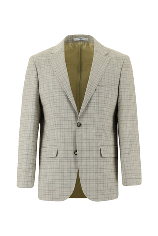  Açık Bej Relaxed Fit Rahat Kesim Klasik Ekose Takım Elbise