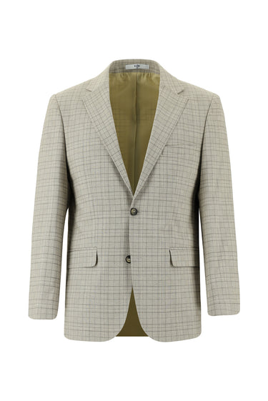 Açık Bej 6 Drop Regular Fit Standart Kesim Ekose Takım Elbise