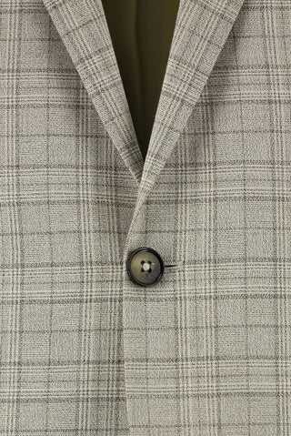  Açık Bej Relaxed Fit Rahat Kesim Klasik Ekose Takım Elbise