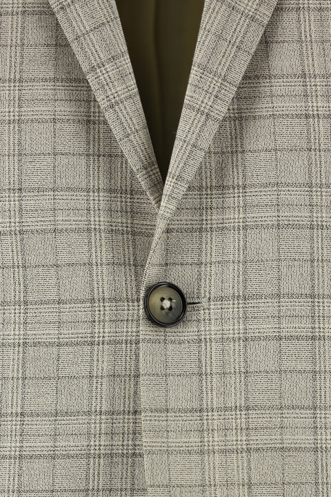 Açık Bej 4 Drop Relaxed Fit Rahat Kesim Ekose Takım Elbise