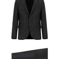 Koyu Antrasit Slim Fit Dar Kesim Klasik Ekose Takım Elbise
