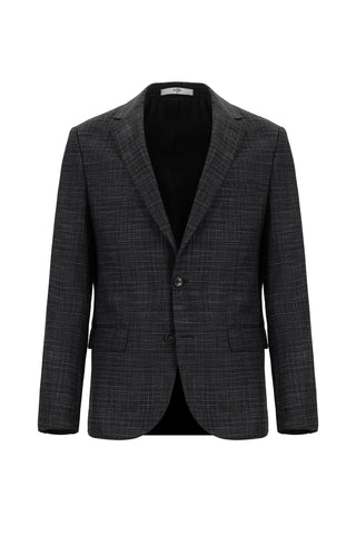  Koyu Antrasit Slim Fit Dar Kesim Klasik Ekose Takım Elbise