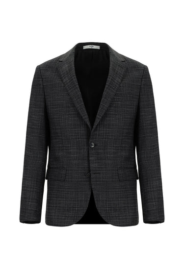  Koyu Antrasit Slim Fit Dar Kesim Klasik Ekose Takım Elbise