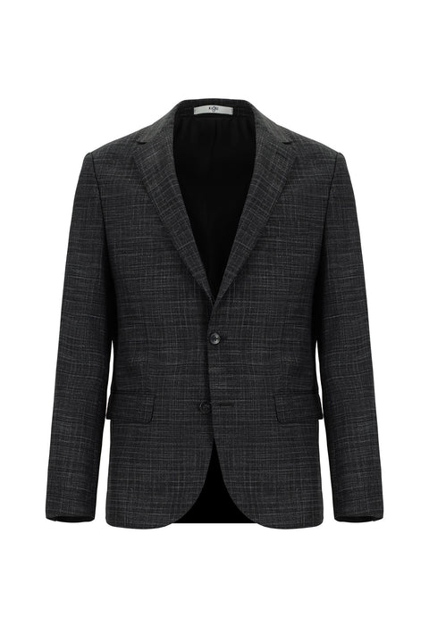 Koyu Antrasit 7 Drop Slim Fit Dar Kesim Ekose Takım Elbise