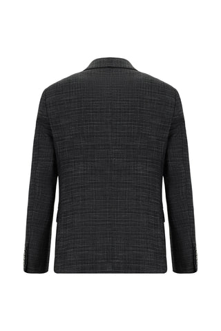  Koyu Antrasit Slim Fit Dar Kesim Klasik Ekose Takım Elbise