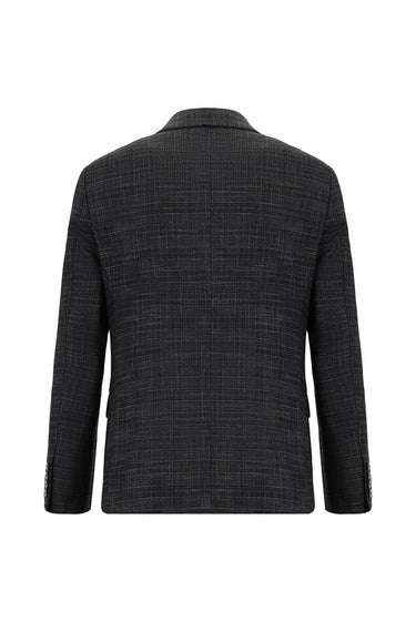  Koyu Antrasit Slim Fit Dar Kesim Klasik Ekose Takım Elbise
