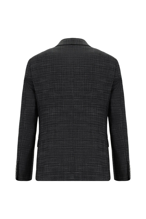 Koyu Antrasit 7 Drop Slim Fit Dar Kesim Ekose Takım Elbise