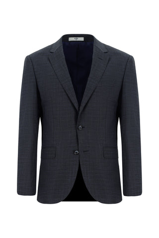  Koyu Lacivert Regular Fit Klasik Ekose Takım Elbise