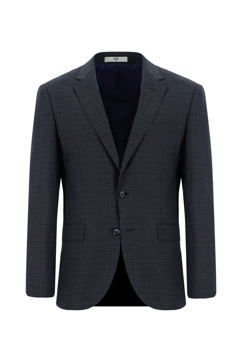 Koyu Lacivert 6 Drop Regular Fit Standart Kesim Ekose Takım Elbise