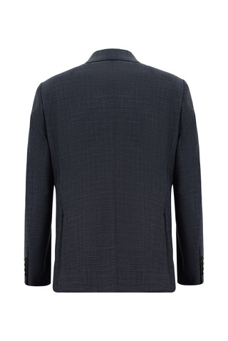  Koyu Lacivert Regular Fit Klasik Ekose Takım Elbise