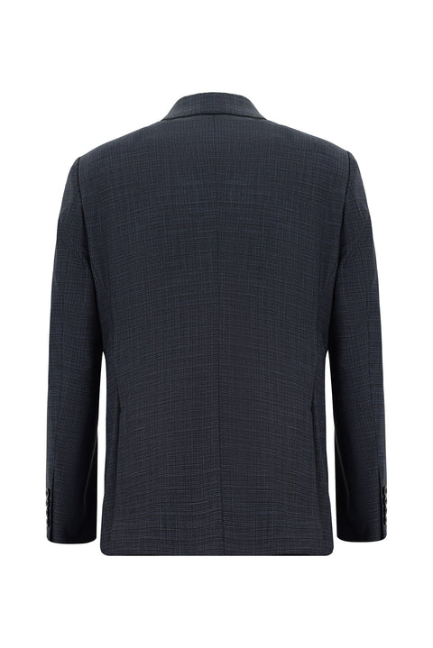 Koyu Lacivert 6 Drop Regular Fit Standart Kesim Ekose Takım Elbise